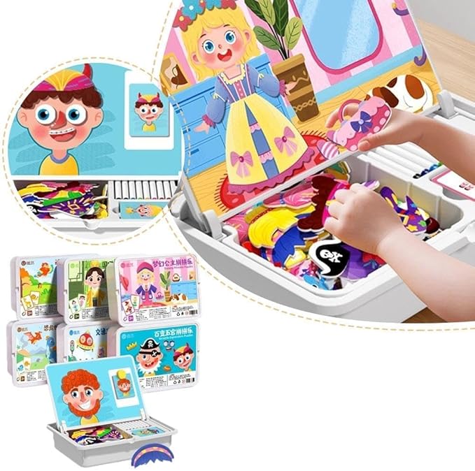 Magnetic Face Dress-Up Puzzle Book for Kids – Double-Sided Preschool Educational Travel Toy, Enhances Creativity & Learning, Portable & Easy Storage, Fun Tabletop Game for Toddlers 3-6