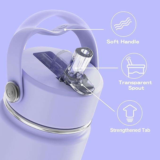 Kids Water Bottle with Straw Lid 10oz, Vacuum Insulated 316 Stainless Steel Water Bottles for Kids for School, Leakproof Water Bottle, BPA Free and Keep Cold for 24 Hours