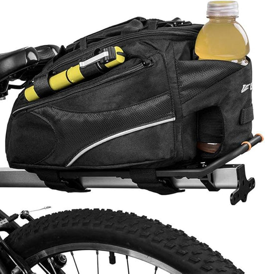 BV Bike Bag - Rear Bike Saddle Bag with Secure Velcro Mount & Shoulder Strap - Pump Holder, Bottle Pocket & Reflective Trim - Ideal for Work, Commute & Everyday Cycling - Bike Bags for Bicycles
