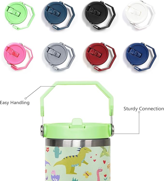 30oz Dinosaur CoffeeTravel Mug Cup Water Botter Flip Tumbler with Handle lid and Straw,Dinosaur Stuff Decor Accessories
