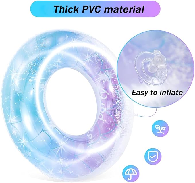 Children Swimming Ring, Inflatable Pool Floats Swim Tube Raft Toy with Fruits Mermaid Decorations Summer Water Fun Lounge Beach Lake Party Supplies for Kids