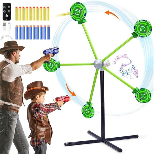 2-Player Shooting Game Toy, Foam Dart Toy Gun with Auto Reset Rotating Shooting Target, Ideal Gift for Kids Ages 6,7,8,9,10+ Green