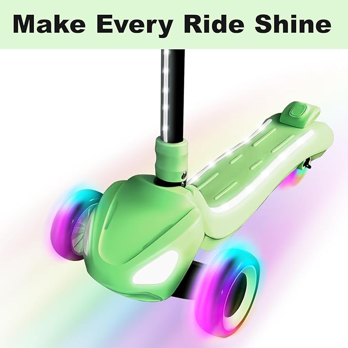 3 Wheel Electric Scooter for Kids Ages 3-10, w/Storage Basket, LCD Screen, Full Body Lights Up, Wide Deck, 5Mph Safe Speed, 90min Riding, Balance Foldable Kick Scooter for Boys & Girls