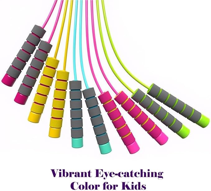 Adjustable Jump Ropes for Kids - Colorful Skipping Ropes with Soft Foam Handles - Ideal for Outdoor & Indoor Play, Fun Games Activity, Fitness, Exercise and Party Favors