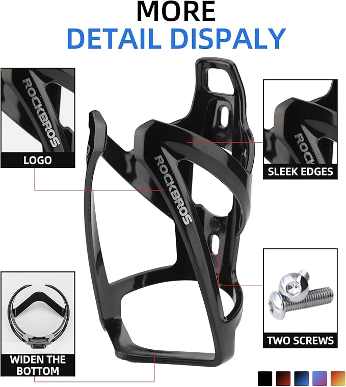 ROCKBROS Bike Water Bottle Holder Ultra-Light Bicycle Bottle Cages with Screws Tool, Universal Bike Cup Holder for Road MTB Mountain Bikes Cycling Accessories（2 Pack）