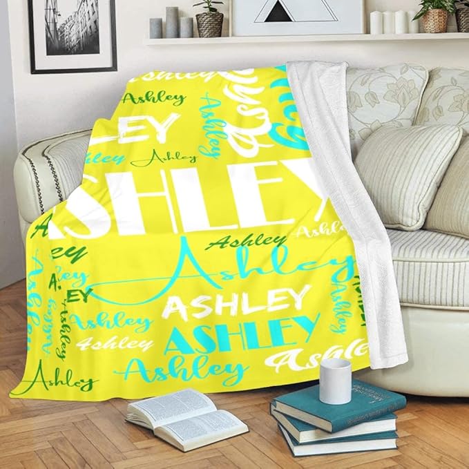 Dr.TOUGH Personalized Name Blanket Personalized Blanket for Adult Kids Flannel Customized Personalized Blankets and Throws