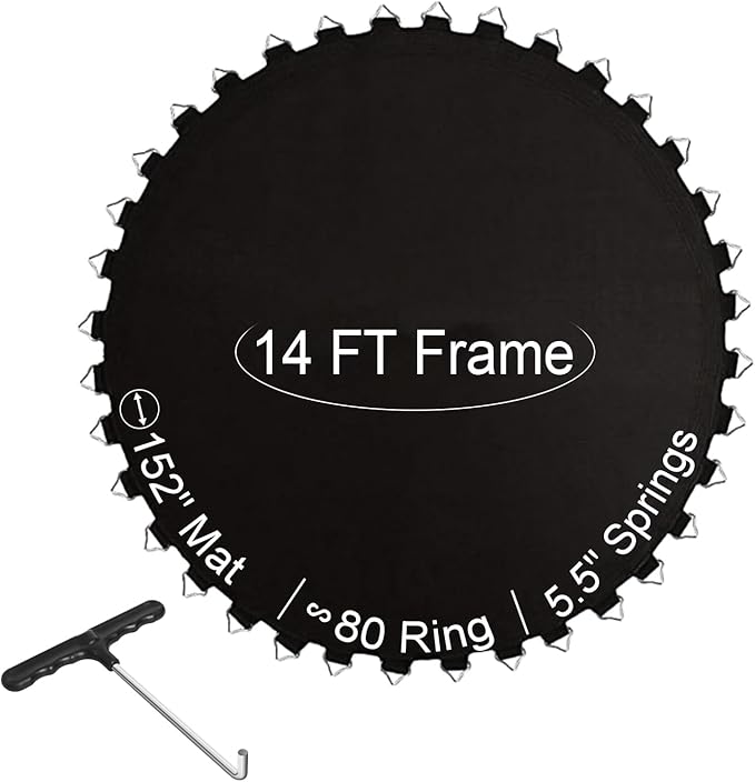 Ketofa 12FT 14FT 15FT Trampoline Mat Replacement, Fits 5.5" Springs 72 80 V-Hooks Round Trampoline Frame,Premium Trampoline Jumping Mat (Excluding Frame and Spring)
