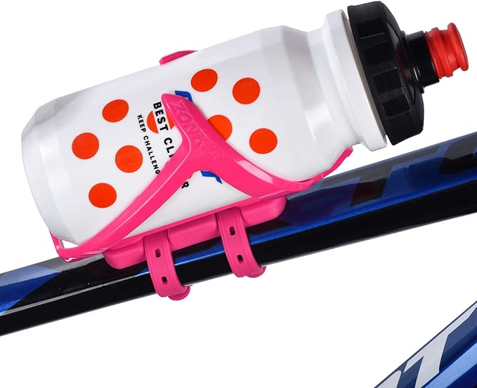ZONKIE Bicycle Bottle Cages, Plastic Bike Bottle Holder with Cage Mounting Base (Pink)