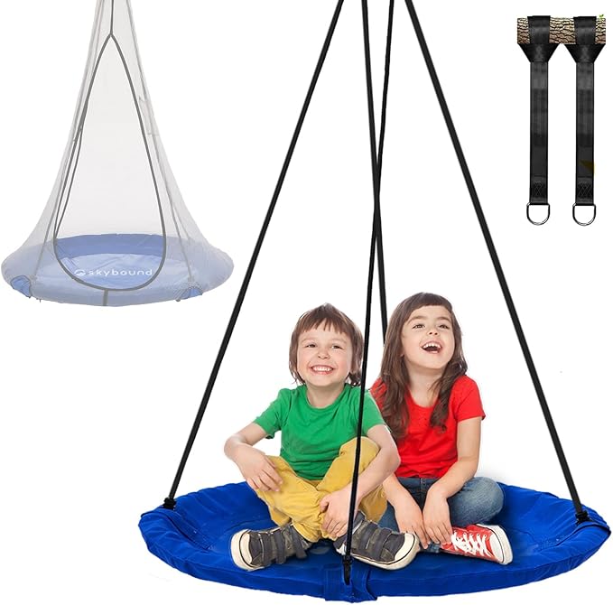 SkyBound 40inch Tree Swing Saucer Swing - 600LB Weight Capacity - Outdoor Swing with Hanging Straps - Waterproof Tree Swings for Kids - Tire Swings for Trees - Durable Flying Swing Seat for Children