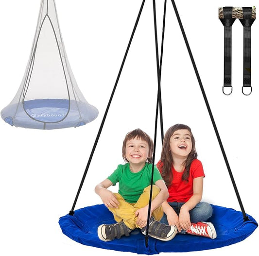 SkyBound 40inch Tree Swing Saucer Swing - 600LB Weight Capacity - Outdoor Swing with Hanging Straps - Waterproof Tree Swings for Kids - Tire Swings for Trees - Durable Flying Swing Seat for Children
