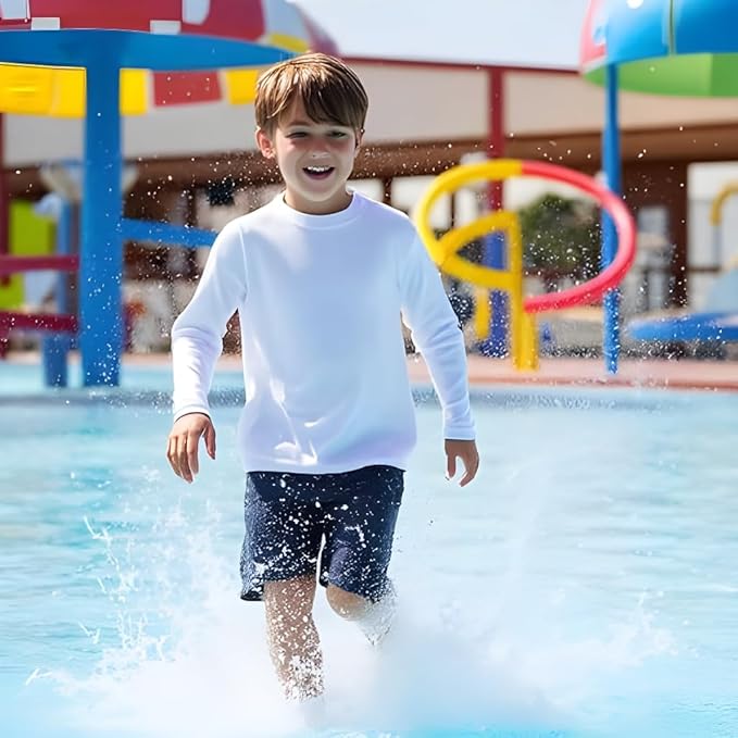 INGEAR Boys' Rash Guard UPF 50+ Swim Shirt - Lightweight, Quick-Dry, Durable Sun Protection for Swimming, Sizes XS-XL