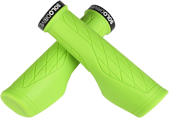 SOLODRIVE Ergonomic Design Mountain Bike Grips, Comfortable Bicycle Handlebar Grips, Single Lock-on and Non-Slip MTB Handle, Fit MTB, E-Bike, Hybrid, Scooter