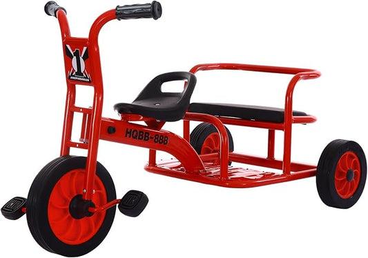 Kids Tricycle for Ages 2-8, Kids Trike Bike, Preschool Daycare Tandem Tricycle with Adjustable Seat, Airless Rubber Tires and Rear Padded Seat, Gift for Boys and Girls