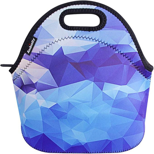 Neoprene Lunch Bag/Lunch Box/Lunch Tote/Picnic Bags Insulated Cooler Travel Organizer (Blue Diamond)