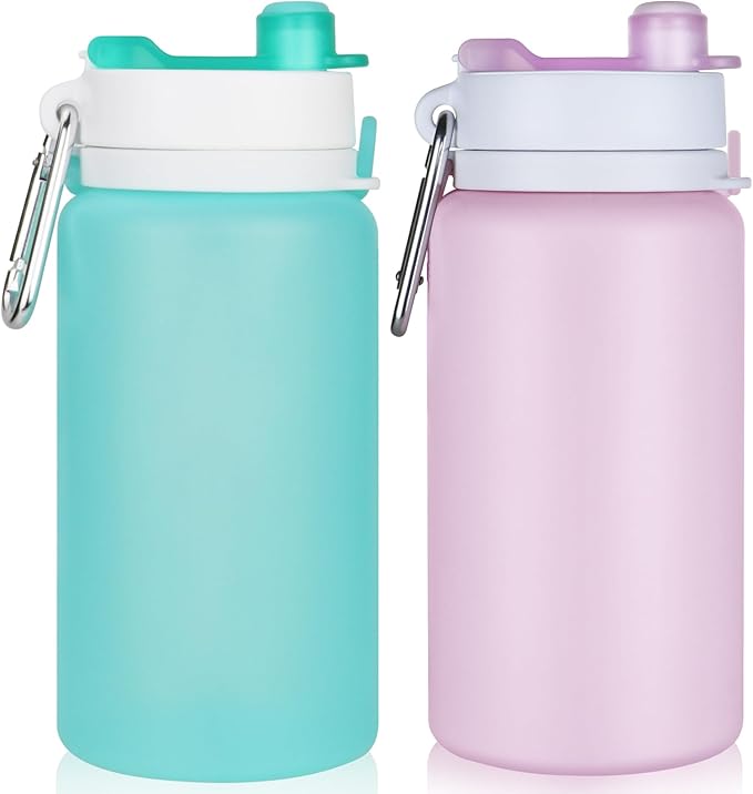 PLTCAT Collapsible Foldable BPA Free Reusable Lightweight Leak-Proof Travel Silicone Water Bottle for Travel, Gym, Hiking, Office, Camping