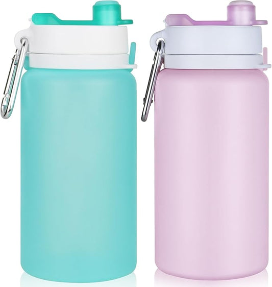 PLTCAT Collapsible Foldable BPA Free Reusable Lightweight Leak-Proof Travel Silicone Water Bottle for Travel, Gym, Hiking, Office, Camping