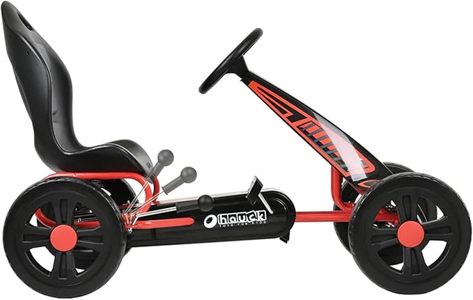 Hauck Cyclone Pedal Go Kart with Adjustable Bucket Seat, 12 Inch EVA Foam Plastic Wheels, Handbrake for Rear Wheels - Ride On Toy for Kids 4-10 years