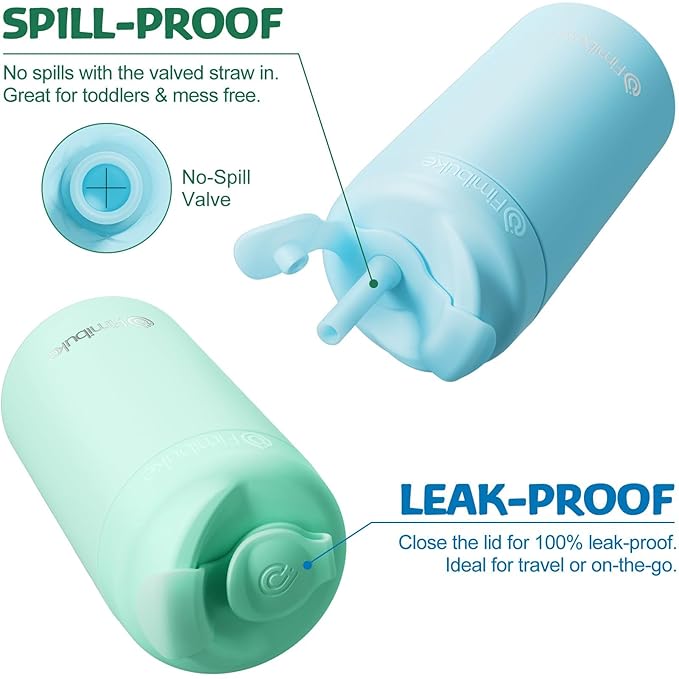 Fimibuke Kids & Toddler Cups, 10 OZ Spill Proof Straw Cups for Toddlers, 4 Pack Leak-Proof Kid Insulated Tumbler with Screw-On Lid & Silicone Straw with Stopper, Stainless Steel Sippy Cup for Girl Boy