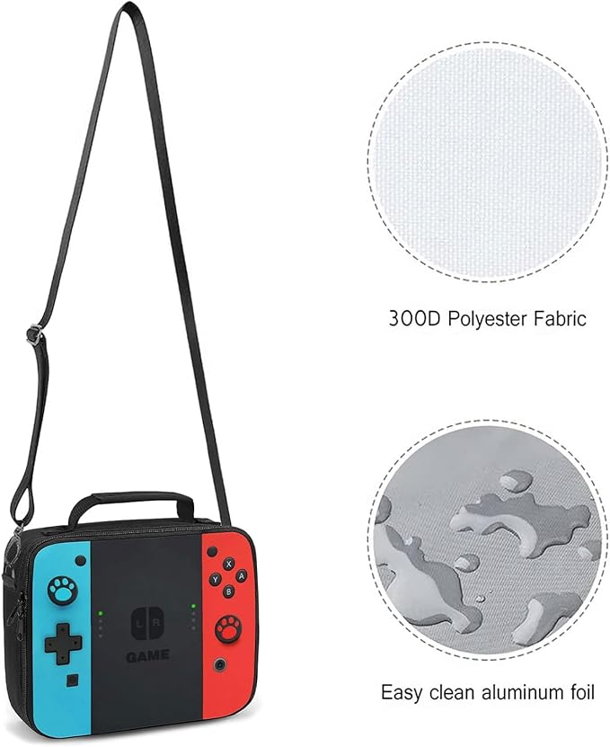 Insulated Lunch Box for Boys Girls, Game Lunch Bag for School Work Office Travel Picnic Hiking Beach, Reusable Portable Lunchbox with Adjustable Strap