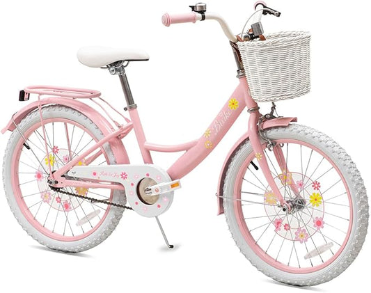 Girls Bike with Basket for Toddlers and Kids Aged 3-14 Years Old, 12 14 16 18 Inch with Training Wheels & Doll Seat, 20 Inch with Kickstand & Rear Rack, Princess Style Bicycle for Gift.