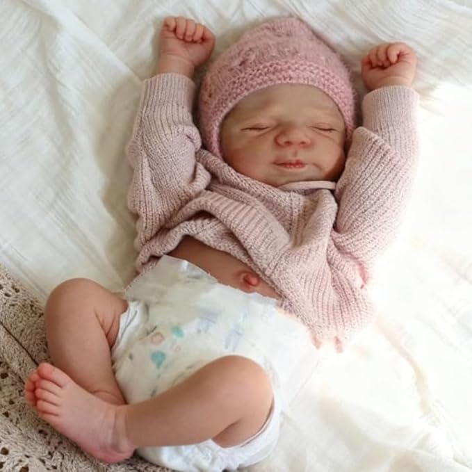Realistic Reborn Baby Dolls Girl 19 inch Sleeping Lifelike Newborn Baby Dolls, Real Life Baby Dolls with Cute Soft Vinyl Body for Kids Age 3 +