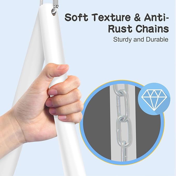 Waterproof 50-Inch Saucer Swing with Frame, 600 lbs Heavy-Duty Metal A-Frame for Outdoor Use, Stabilizer & Large Swing Range Design with Easy Assemble Swing Sets for Backyard for Kids & Adults