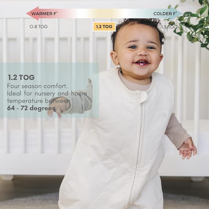 Tealbee Dreamsuit Toddler Sleep Sack with Feet – Walker Sleep Bag with Legs, Rayon made from Bamboo, All Season 1.2 TOG, 2-Way Zipper, 12m-2T - Undyed