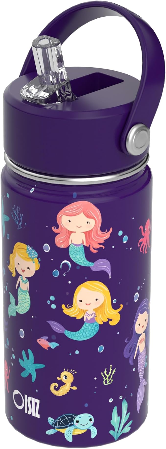 OISIZ Kids Water Bottle with Straw Lid 14oz, Vacuum Insulated 316 Stainless Steel Water Bottles for Kids for School, Leakproof Water Bottle, BPA Free and Keep Cold for 24 Hours