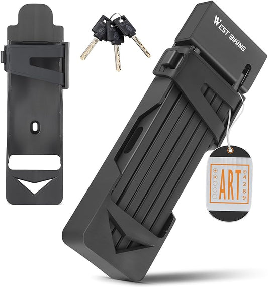 ICOCOPRO Folding Bike Lock, 3.28 FT Heavy Duty Bike Locks with Bracket & 3 Keys, High Security Anti Theft Bike Chian Lock for E Bike Scooter, MTB, Racing Bike, Motorcycle (Black)