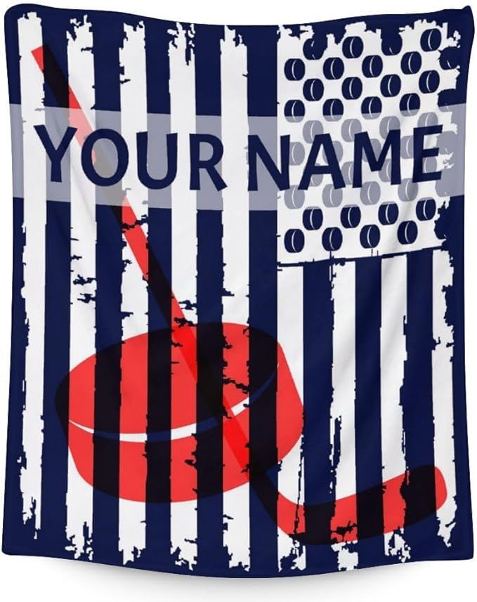 Personalized Kids Blankets for Girls - Hockey Gifts - Custom Boys Blanket for Team Player - 30"x40" Soft Fleece Throws for Couch, Office