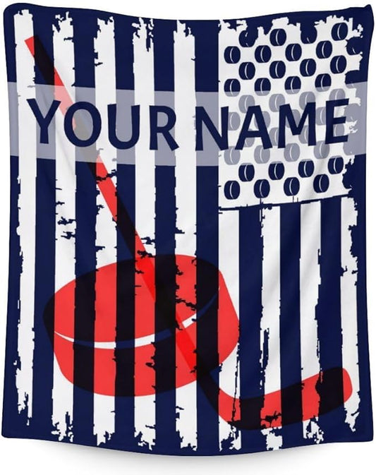 Personalized Kids Blankets for Girls - Hockey Gifts - Custom Boys Blanket for Team Player - 30"x40" Soft Fleece Throws for Couch, Office