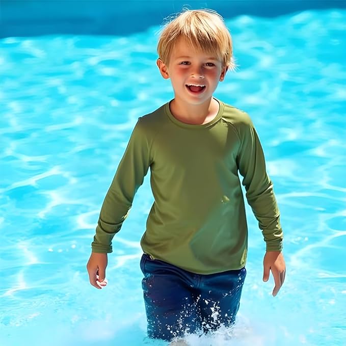 INGEAR Boys' Rash Guard UPF 50+ Swim Shirt - Lightweight, Quick-Dry, Durable Sun Protection for Swimming, Sizes XS-XL