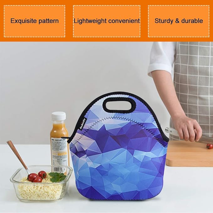 Neoprene Lunch Bag/Lunch Box/Lunch Tote/Picnic Bags Insulated Cooler Travel Organizer (Blue Diamond)