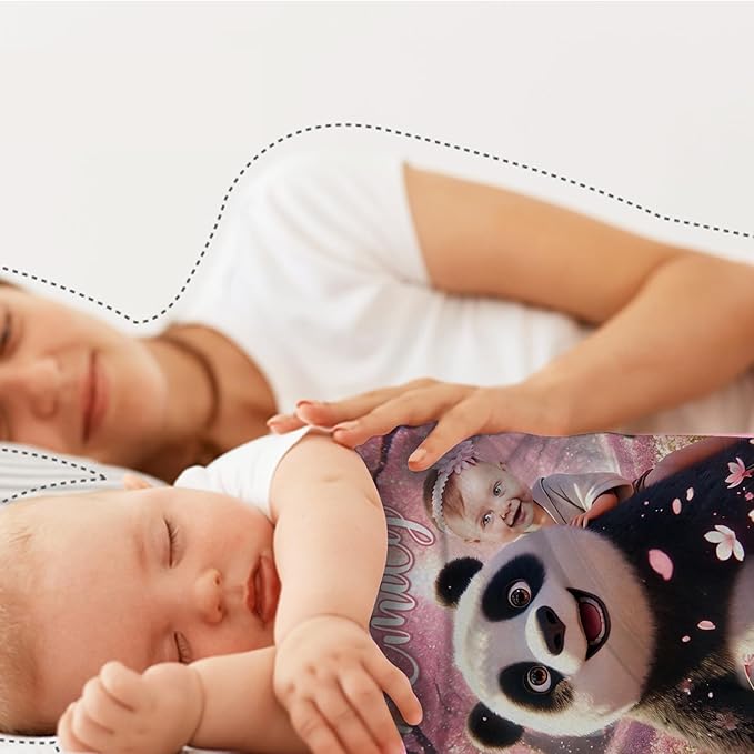 Zocoshi Personalized Panda Blanket for Girls – Custom Name & Funny Face Princess Blanket for Panda Lovers