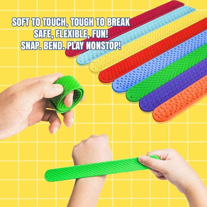 Sensory Fidget Toys Slap Bracelets: 8 Pack Textured Silicone Autism Toys for Kids, Calming Tool for Special Needs, Wearable Anxiety Relief Items for Adults, Office Desk, Travel, Classroom Must Haves