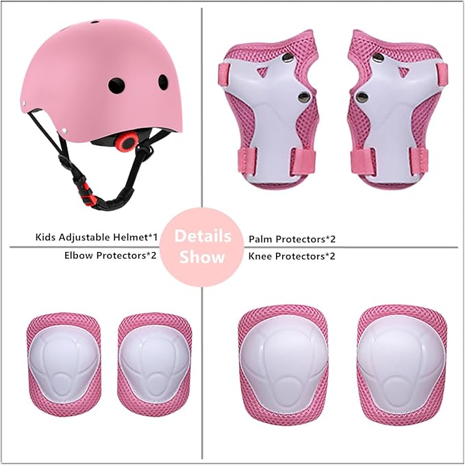 Kids Bike Helmet for Ages 2-14, Adjustable Safety Toddler Helmet with Protective Gear Set, Skateboard Scooter Helmets with Knee Elbow Pads Wrist Guards