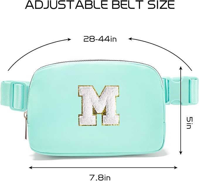 Gitus Birthday Gifts for 8 9 10 11 12 13 Year Old Girls Personalized Fanny Pack Crossbody Bags with Initial Letter Patch Belt Bag for Teen Girls Cute Trendy Stuff Travel Essentials (Mint Green-M)