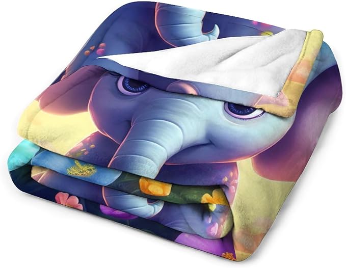Elephant Blanket Elephant Gifts for Girls Cute Little Elephant Throw Blanket for Kids Adults Soft Warm Cozy Fleece Blanket for Couch Sofa Bed 60"x80"