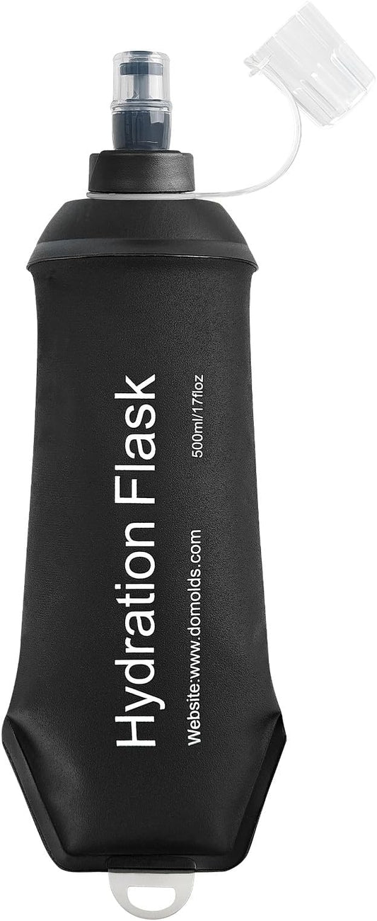 500ml Soft Flask Soft Water Bottle for Running, Hiking, Travelling, Cycling and Climbing - Black