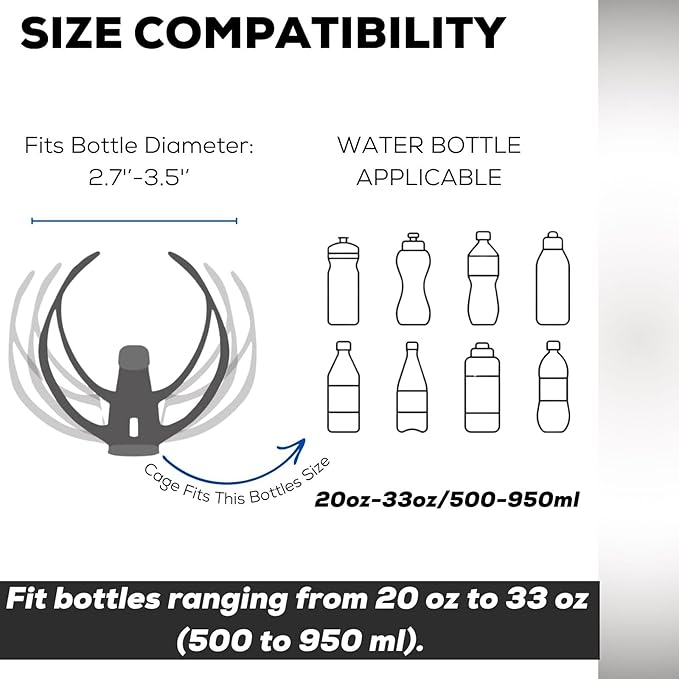 Bike Water Bottle Holder Bicycle Cage for Mountain Road MTB Gravel Adult Bikes Cycling Universal Carrier Rack 1 Pack Aluminum Alloy Ultralight Kettle Drink Accessories Black