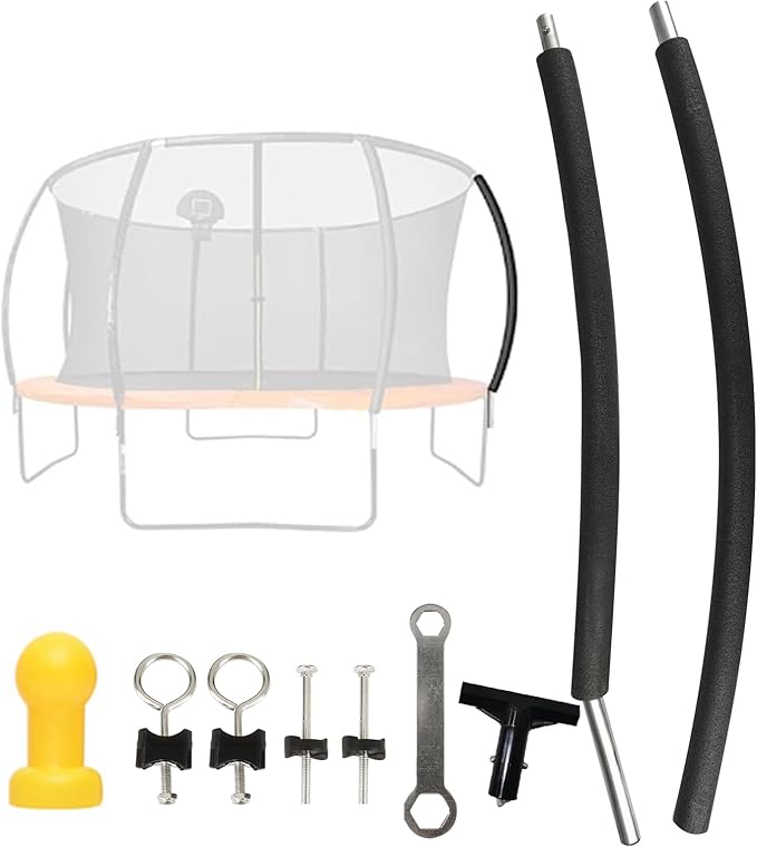 Trampoline Enclosure Pole Replacement Set, Universal Fit, Black, with Installation Hardware
