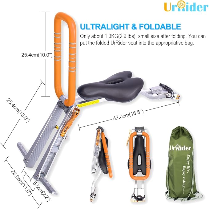 Child Bike Seat, Front Mount Kids Bike Seat,Fit Mountain Bikes, Cruiser Bikes, Folding Bikes, Ultra Light,Portable, Tool-Free, Quick-Release,Toddler Bike Seat for 2-6 Years(up to 60lbs)