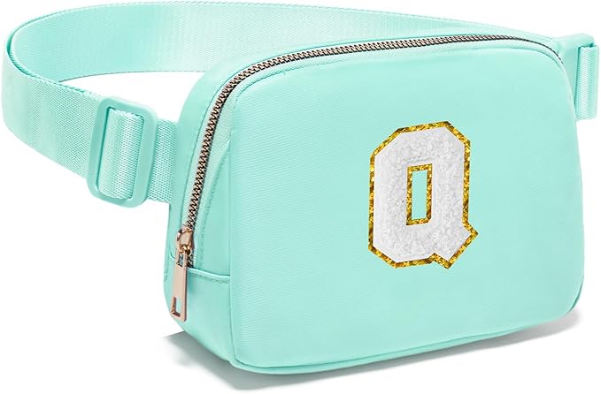 Gitus Birthday Gifts for 8 9 10 11 12 13 Year Old Girls Personalized Fanny Pack Crossbody Bags with Initial Letter Patch Belt Bag for Teen Girls Cute Trendy Stuff Travel Essentials (Mint Green-Q)