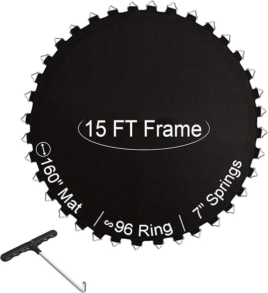 Ketofa 12FT 14FT 15FT Trampoline Mat Replacement, Fits 5.5" Springs 72 80 V-Hooks Round Trampoline Frame,Premium Trampoline Jumping Mat (Excluding Frame and Spring)