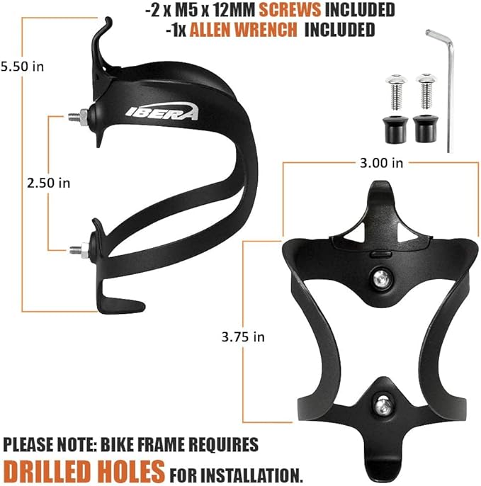 Ibera Bike Water Bottle Holder, Quick Access Water Bottle Holders for Bike with Firm Grip, Lightweight Aluminum Cage, Fits Standard & Oversized Bottles, Stylish Easy Mount Bikes Bottle Holder
