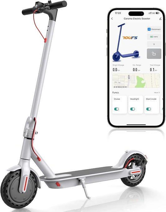Caroma Electric Scooter Adults, Powerful 350W/500W/750W Motor, Top Speed 20/25 Mph & 18/25/30 Miles Range, 8.5" Solid Tires, Cruise Control E Scooter for Adults (Multiple Options)