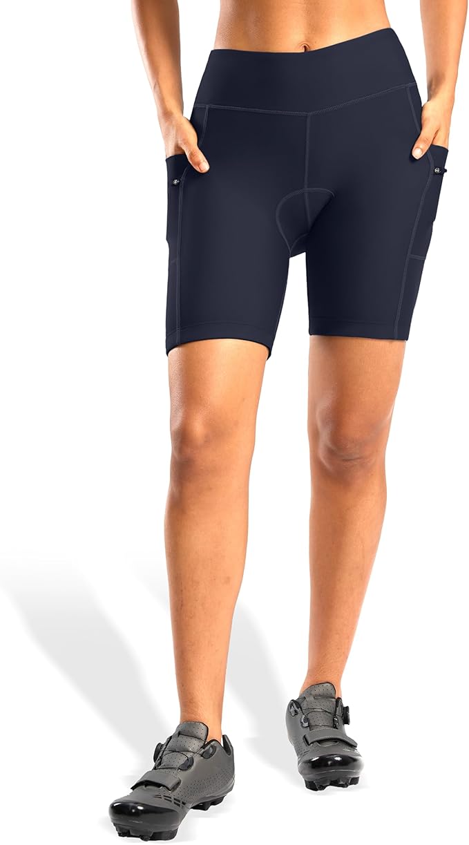 Women's 4D Padded Bike Shorts 5"/7" Riding Underwear Cycling Bicycle Road Biking Cycle Shorts for Women Zipper Pockets