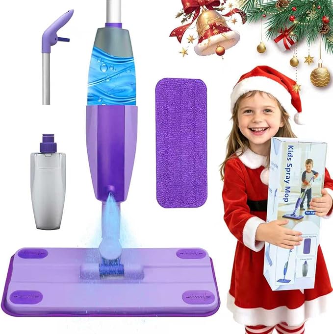 Kids Spray Mop, Educational & Fun Montessori Toddler Cleaning Toy Set, Real Working Mini Mop with Sprayer & Washable Pads, Pretend Play Housekeeping Toy for 3+ Years Old, Gift for Girls & Boys