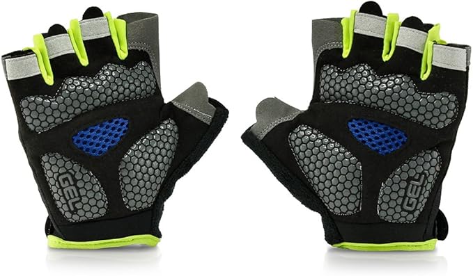 GEARONIC Mens Cycling Gloves, Fingerless Mountain Bike Gloves for Men, Breathable MTB bicycle gloves, Gel Padded Road biking gloves, Anti-slip Road Motorcycle Gloves for Men/Women, Half Finger Guantes