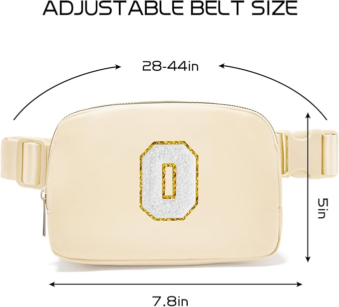Gitus Birthday Gifts for 8 9 10 11 12 13 Year Old Girls Personalized Fanny Pack Crossbody Bags with Initial Letter Patch Belt Bag for Teen Girls Cute Trendy Stuff Travel Essentials (Beige-O)